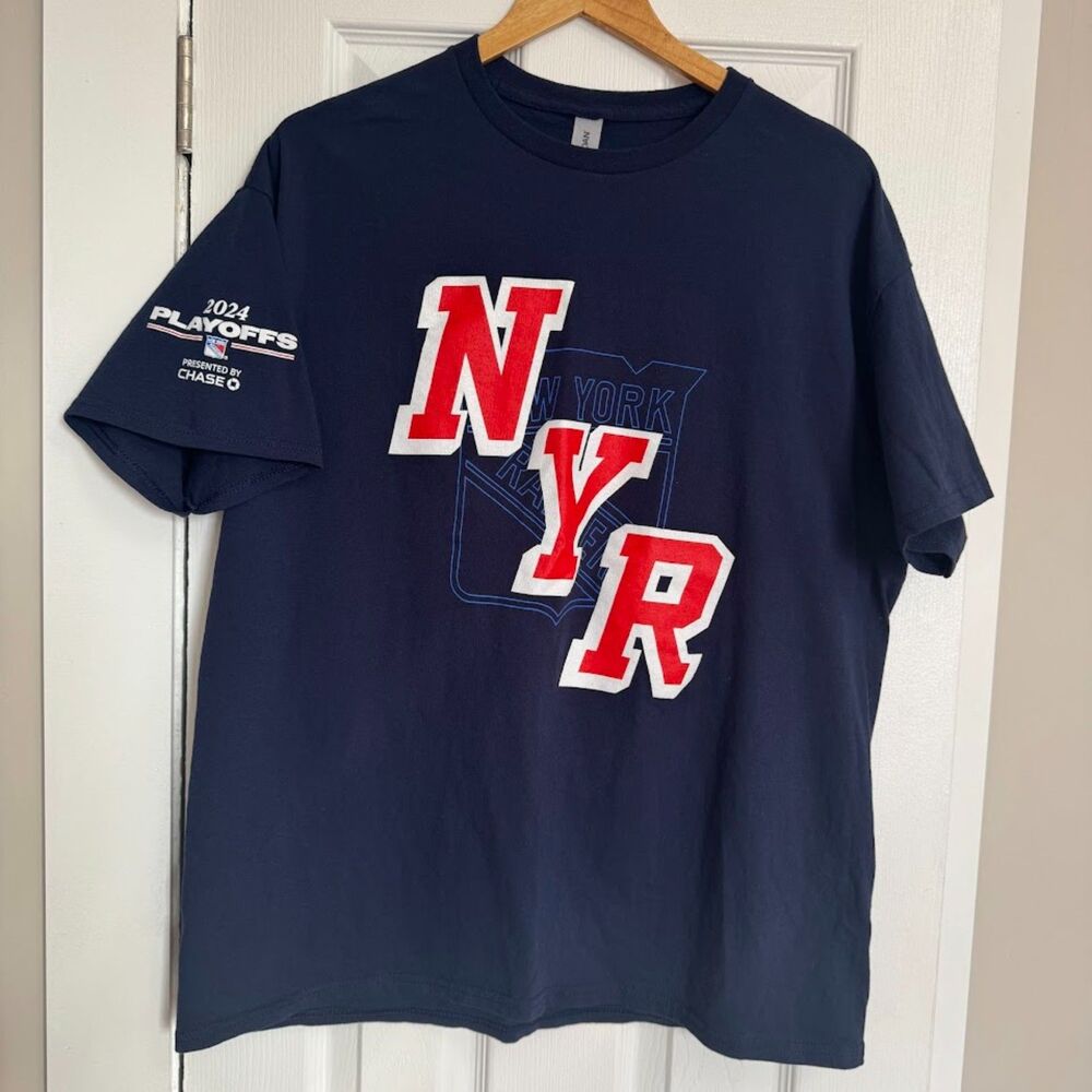 New York Rangers T Shirt XL Playoffs 2024 Navy New